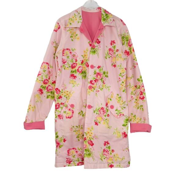 1990s Vintage Pink Floral Reversible Casual Jacket Large - Picture 16 of 16
